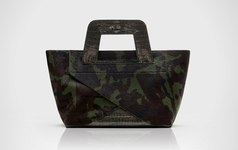 NEW ARRIVAL. Pony Hair Camo with Patent Leather