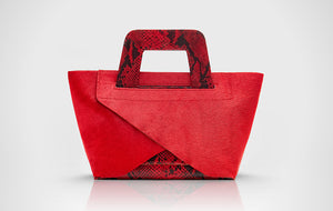 Pony Hair Red with Python Design Leather